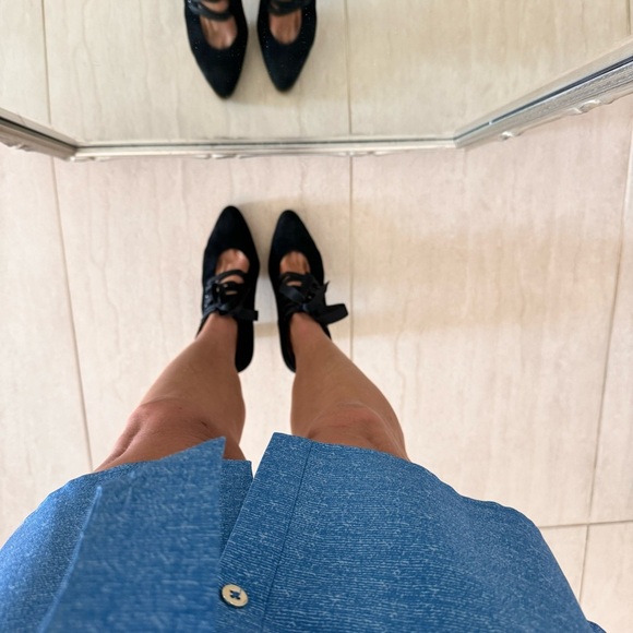 Vintage 90s Yves Saint Laurent Black Suede Heels Lace Up Size 39 US 8 / 8.5 - Picture 4 of 15